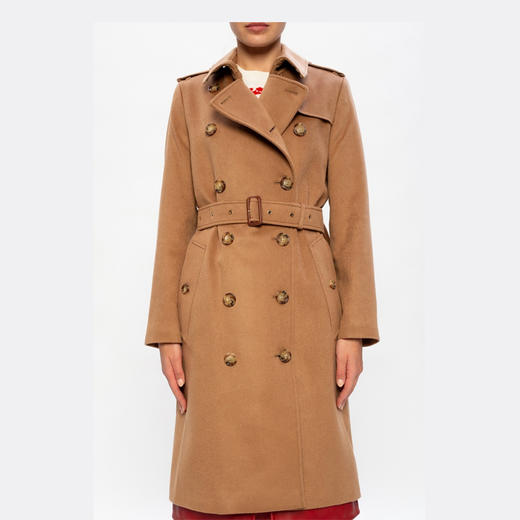 【二】BURBERRY 巴宝莉 女士肯辛顿版型 - 中长款 Heritage Trench 束腰风衣 驼色 8034424 A3177 商品图1