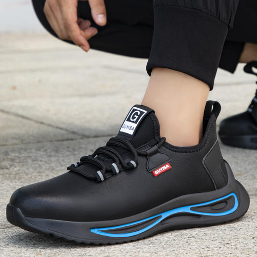 劳保鞋男时尚安全工作鞋防砸钢包头防刺穿钢板耐磨透气橡胶底防护功能鞋 商品图3