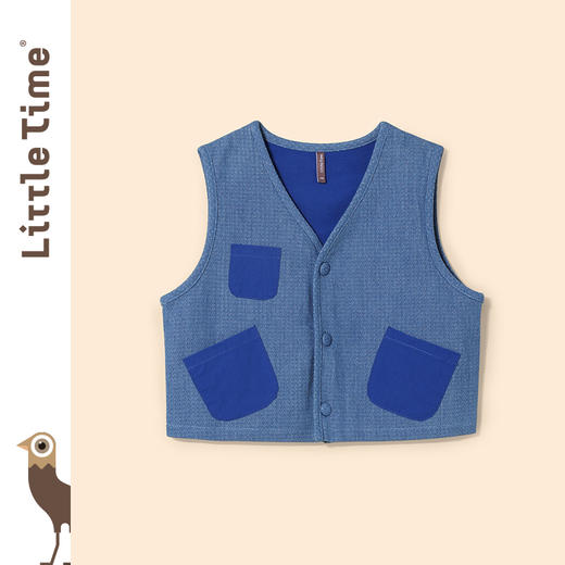 littletime男童蓝色马甲小背心春秋款2021秋季新款儿童无袖小外套 商品图0