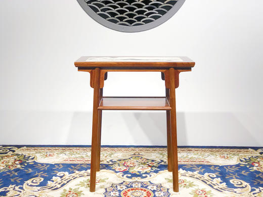 红桥红  家具严选  缅甸花梨（大果紫檀）【石面  70 刀牙带屉板双层 小酒桌】 商品图0