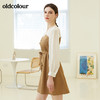 oldcolour秋季新款收腰显瘦拼接双排扣复古气质长袖连衣裙BN31103031 商品缩略图2