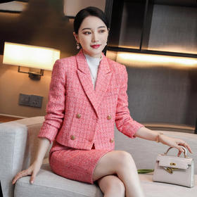 小香风西装外套女时尚韩版短款职业女士套装名媛西服 MGG7711
