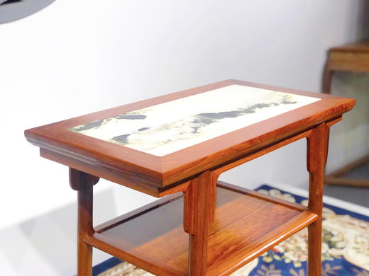 红桥红  家具严选  缅甸花梨（大果紫檀）【石面  70 刀牙带屉板双层 小酒桌】 商品图4