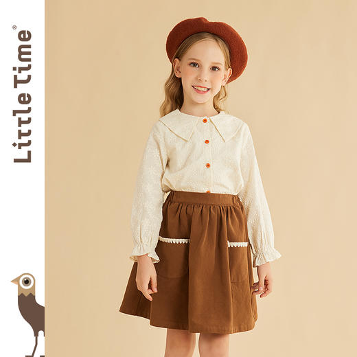 littletime女童套装秋装洋气法式衬衫背带裙两件套2021春秋季童装 商品图3