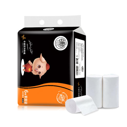 日相月黑色萌猪系列家用经济卷纸 6卷装 RXY0752-6JUAN 商品图1