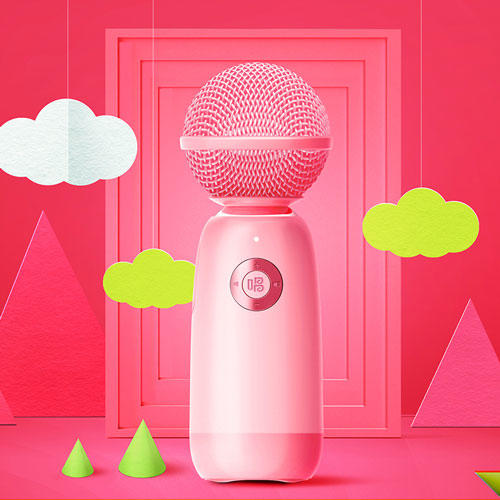 新款唱吧K歌宝小巨蛋麦克风话筒Q3无线蓝牙话筒音响一体麦无线连接 商品图1