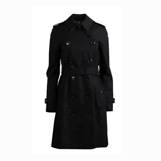 【二】BURBERRY 巴宝莉 女士肯辛顿版型 – 中长款 Heritage Trench 风衣 黑色 8045783 A1189 商品图0