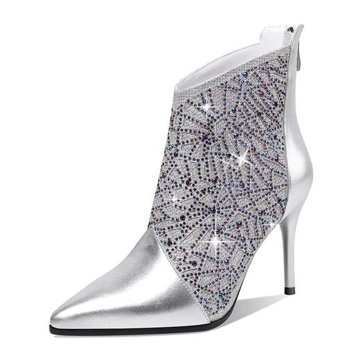 气质优雅，时尚水钻细高跟尖头短靴   JZX-92B-027 商品图7