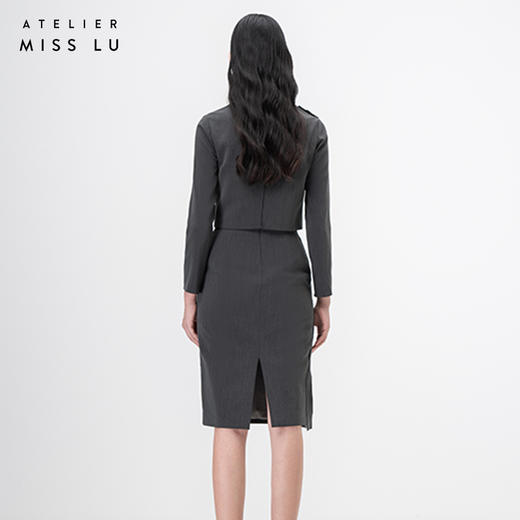 【法斯法戴雅】立体层次裁片拼接烟灰色修身半裙/000115 商品图3