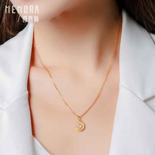 诗普琳黄金玉兔吊坠中秋送礼足金粉兔子送女友玉兔转运珠HP436401 商品图4