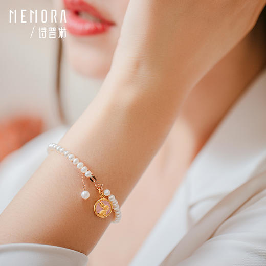 诗普琳黄金玉兔吊坠中秋送礼足金粉兔子送女友玉兔转运珠HP436401 商品图5