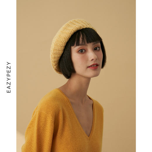 EAZYPEZY  棒针羊绒羊毛贝雷帽 商品图2