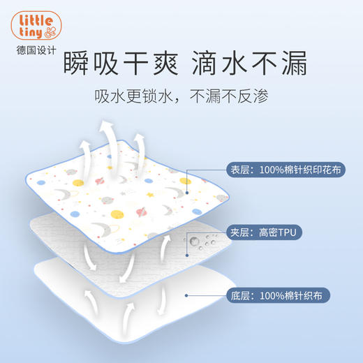 *little tiny婴儿隔尿垫秋防水防漏尿透气可水洗纯棉新生婴儿宝宝 商品图2