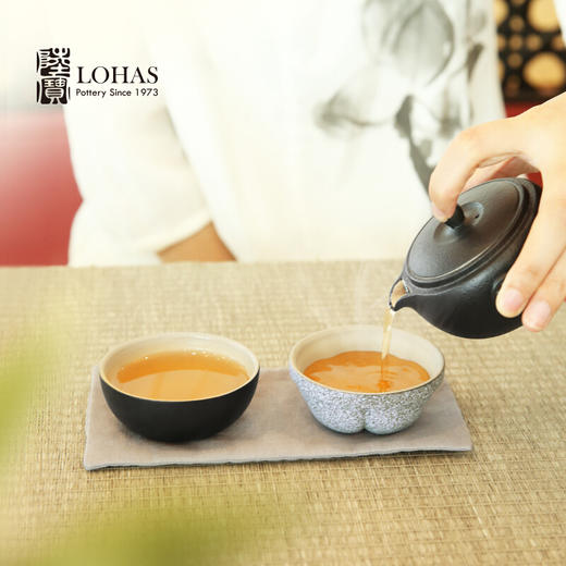 陆宝陶瓷快客杯知足常乐旅行茶具便携一壶两杯户外山竹水果茶具（禅风黑） 商品图7