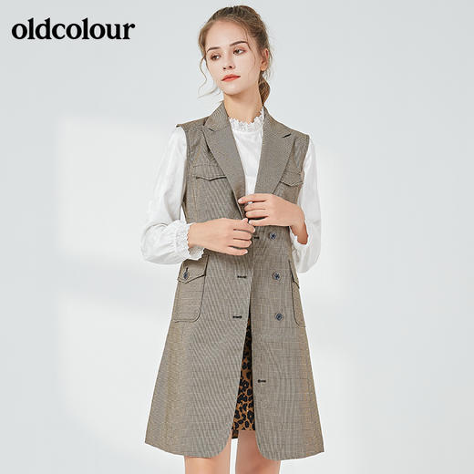 oldcolour秋季商场同款时尚百搭收身中长款马甲女N33104376 商品图0