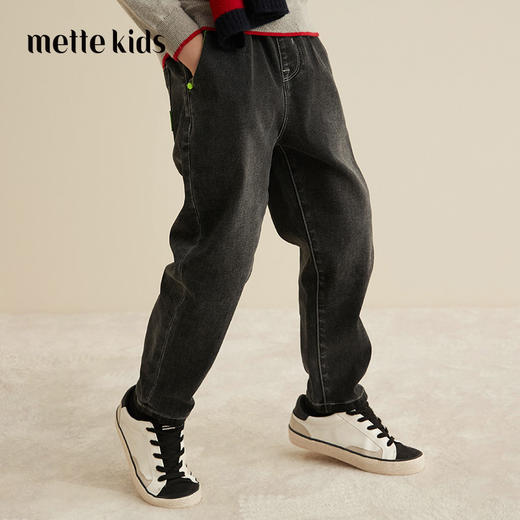 【童装黑色牛仔裤】21年秋冬男童黑色牛仔裤时尚小直筒休闲裤子 商品图0