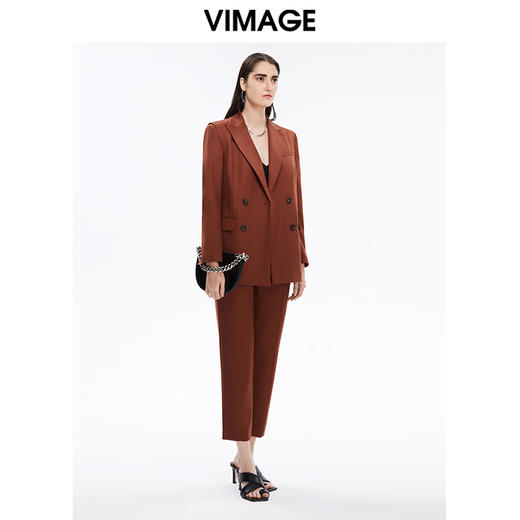 VIMAGE纬漫纪秋季新款商务通勤职场长休闲直筒西装裤V1605222 商品图1