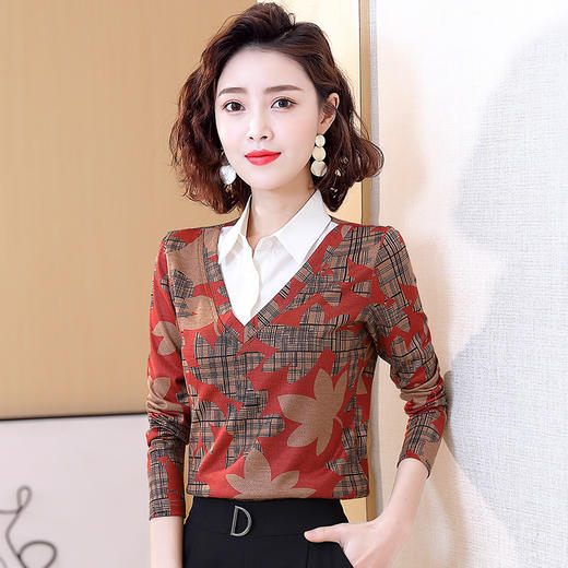 长袖印花假两件时尚流行打底衬衣  QB-6895 商品图6