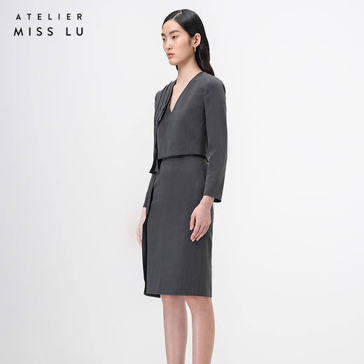 【法斯法戴雅】立体层次裁片拼接烟灰色修身半裙/000115 商品图2