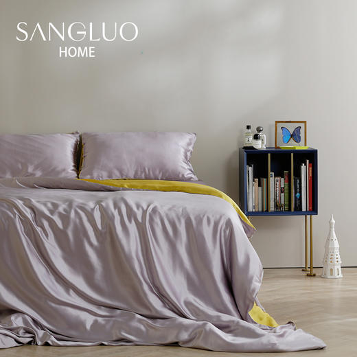 【卢璐说专享】真丝四件套高颜值一床两用SANGLUO桑罗双色拼接床品 商品图4