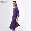 【开罗紫玫瑰】浓郁紫V领多层压褶立裁飘逸连衣裙/0000755B 商品缩略图1