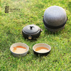 陆宝陶瓷快客杯知足常乐旅行茶具便携一壶两杯户外山竹水果茶具（禅风黑） 商品缩略图4