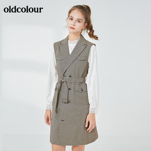 oldcolour秋季商场同款时尚百搭收身中长款马甲女N33104376 商品图3