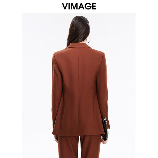 VIMAGE纬漫纪秋冬新款时尚通勤职业显瘦纯色西装外套女中款V1603219 商品图3