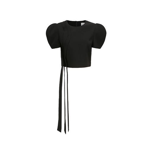 【玛格丽特】立体层次裁片拼接黑色泡泡袖上衣/00210A 商品图4