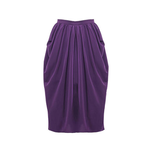 【暗色波纹】浓郁紫立裁垂褶高腰半裙/000110B 商品图4