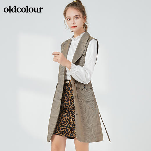 oldcolour秋季商场同款时尚百搭收身中长款马甲女N33104376 商品图1