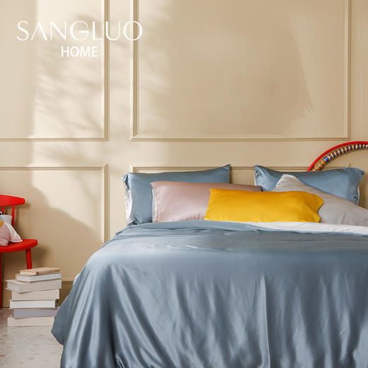 【卢璐说专享】真丝四件套高颜值一床两用SANGLUO桑罗双色拼接床品 商品图2