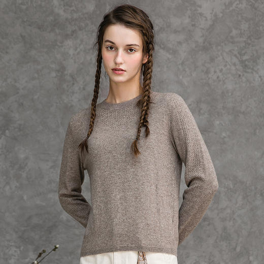 Famecoco范可儿长袖针织衫白色秋冬修身羊毛打底衫薄F218DB017 商品图2