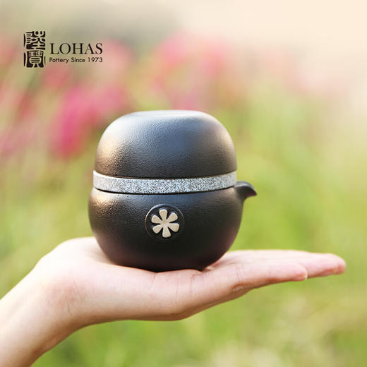 陆宝陶瓷快客杯知足常乐旅行茶具便携一壶两杯户外山竹水果茶具（禅风黑） 商品图8