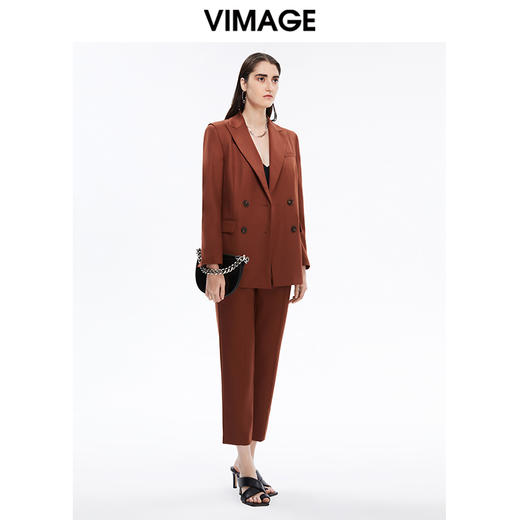 VIMAGE纬漫纪秋冬新款时尚通勤职业显瘦纯色西装外套女中款V1603219 商品图1