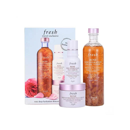 【YZ】Fresh馥蕾诗玫瑰水三件套盒装 水250ml 精华30ml 面霜50ml 孕妇可用 商品图0