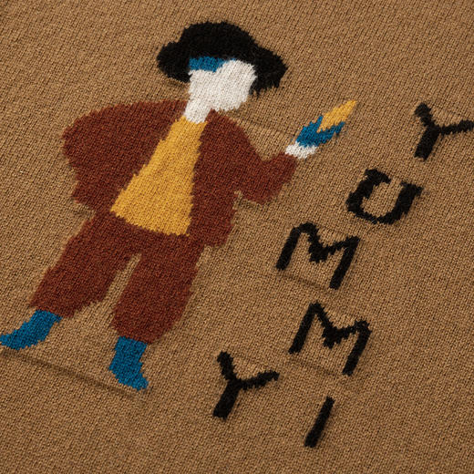 【玉米童装羊绒套衫】21年秋冬童装100%山羊绒套衫圆领套衫卡其卡通图案针织毛衣 商品图5