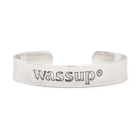 Wassup-基础LOGO刻字银色开口手镯