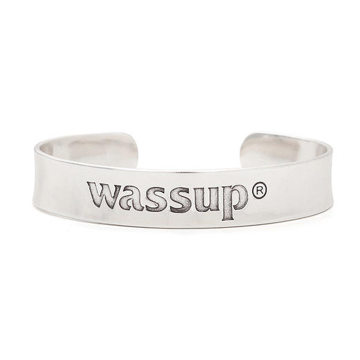 Wassup-基础LOGO刻字银色开口手镯 商品图0
