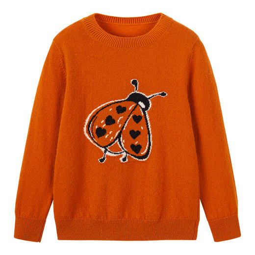 【瓢虫纯羊绒套衫】羊绒世家童装100%山羊绒瓢虫织花圆领套头针织毛衣 商品图6