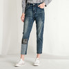 Famecoco范可儿拼接牛仔裤设计感小众直筒裤F218GA003 商品缩略图2