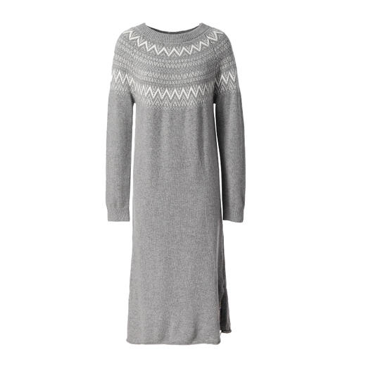 Famecoco范可儿长袖连衣裙秋冬复古提花针织长裙F218FA010 商品图4