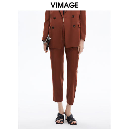 VIMAGE纬漫纪秋季新款商务通勤职场长休闲直筒西装裤V1605222 商品图0