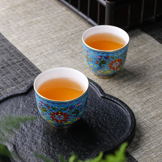蓝地金丝珐琅直口杯 商品图2