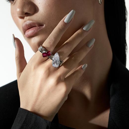 不对称双指锆石开口戒 商品图2