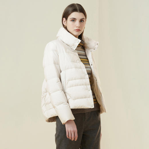 METTE21年秋冬女90白鹅绒羽绒服时尚立领短款加厚保暖面包服外套 商品图3