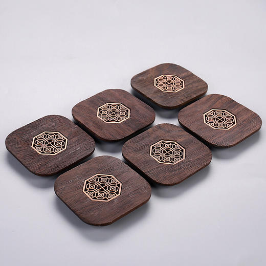 台隆金黑檀八角窗花杯垫（6片） 商品图2