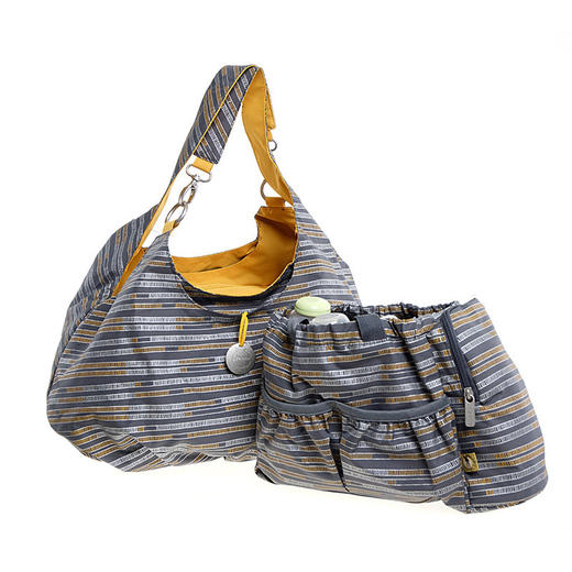 LASSIGGoldLabel系列妈咪包-单肩包麻灰条LASCLSB140 商品图2