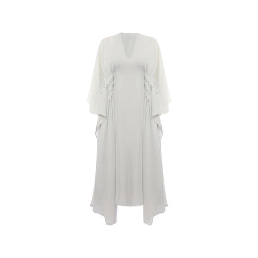 【薄明】云母绿V领多层压褶立裁飘逸连衣裙/0000755 商品图4