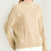 Famecoco范可儿半高领毛衣女秋冬宽松慵懒风菱形提花羊毛针织毛衣F218DB014 商品缩略图3